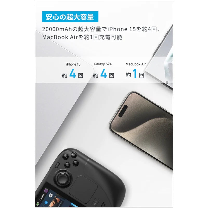 Anker Power Bank (20000mAh, 87W, Built-In USB-C ケーブル) [Anker(アンカー)]
