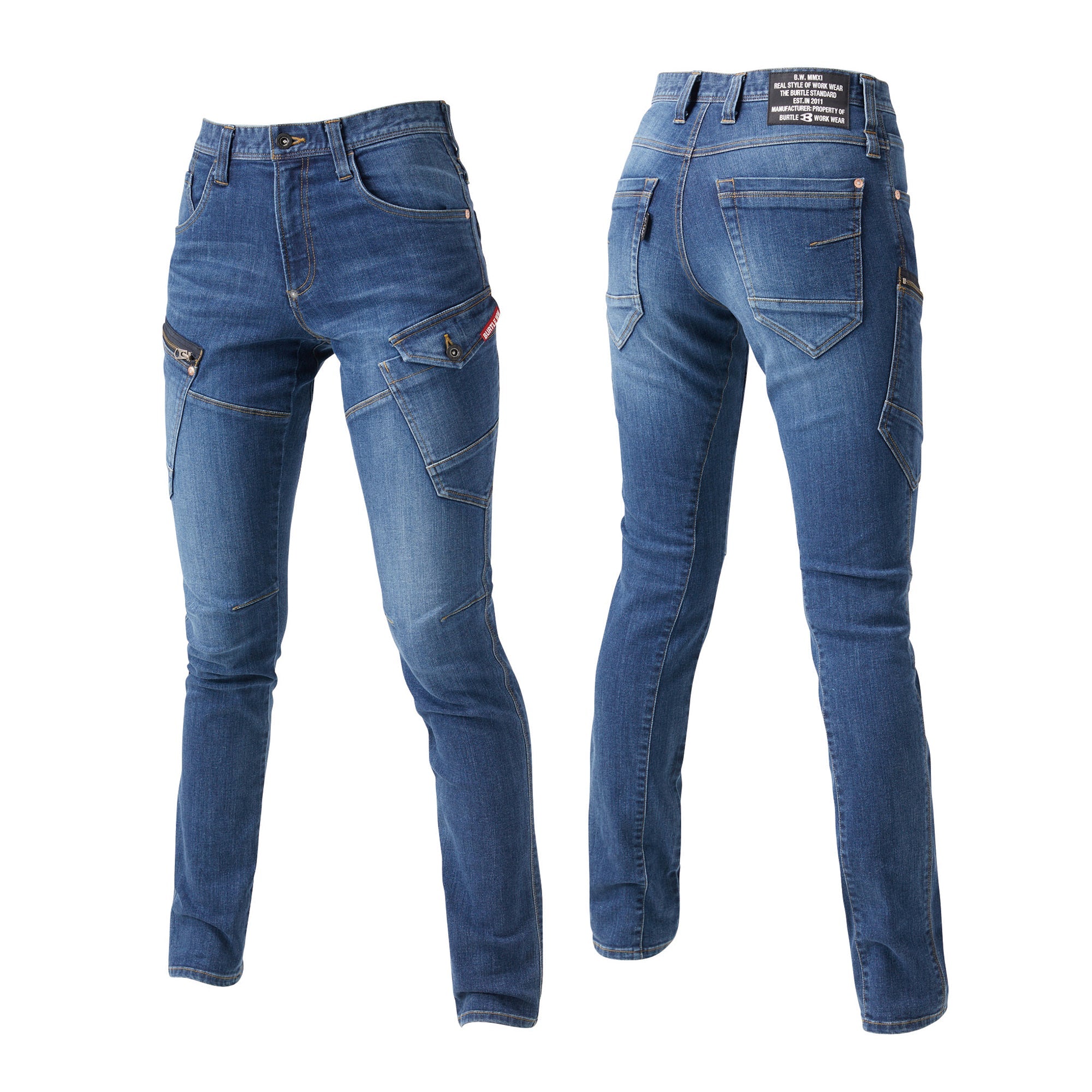BURTLE コーデュラ・ストレッチデニムカーゴパンツ インディゴ 5002[BURTLE(バートル)]