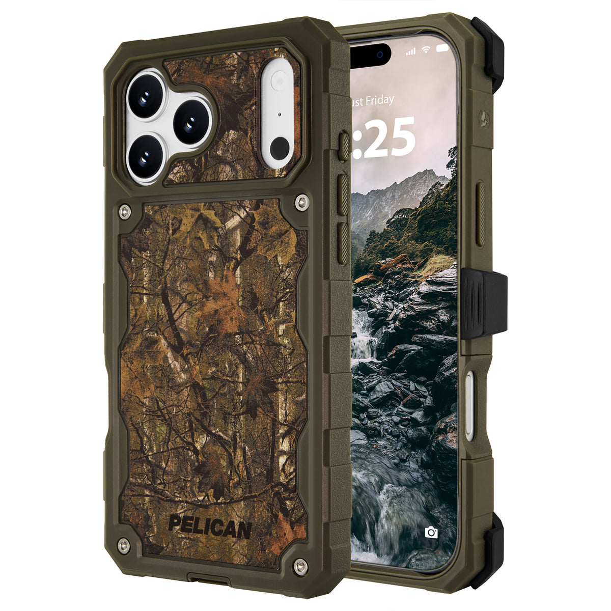 PELICAN Shield iPhone 18 Pro / iPhone 18 Pro Max Case with MagSafe スマートフォンケース MagSafe対応  ベルトクリップホルスター付【ハンターカモ/ODグリーン】 [PELICAN(ペリカン)]